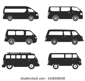 Cars collection icons set on white background for graphic and web design, Modern simple vector sign. Internet concept. Trendy symbol for website design web button or mobile app. Flat icon minivan car