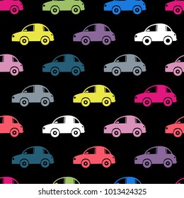cars colorful on the black back pattern seamless
