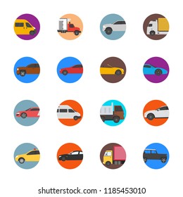 
Cars and Commercial Vehicles Flat Icons 
