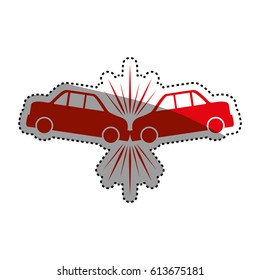 cars crashing accident pictogram