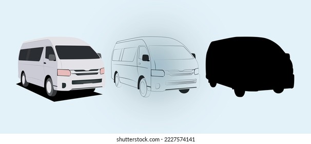 Cars of different types of illustrations set side view of the micro.