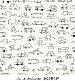 Cars doodles seamless 