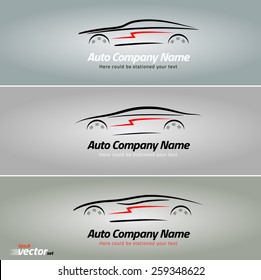 Cars in the form of lines of silhouette, in movement. Car logo design. eps 8