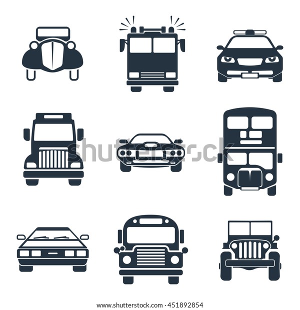 Cars Front Icons Set Stock Vector (Royalty Free) 451892854 | Shutterstock