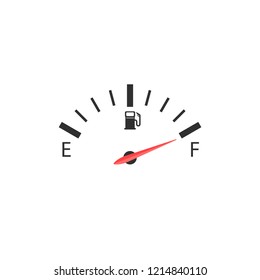 The car's fuel indicator shows on a full tank depicted on a white background.