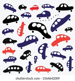 cars graphic symbols , doodle set