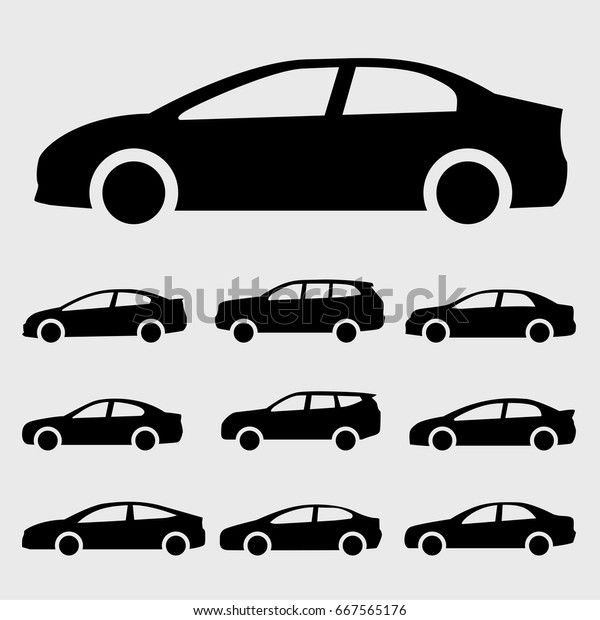 Cars Icon Black Vector Set Stock Vector (Royalty Free) 667565176