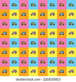 Cars icon. Seamless pattern background for fabric.