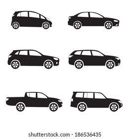 Cars icon set. Different vector car forms.