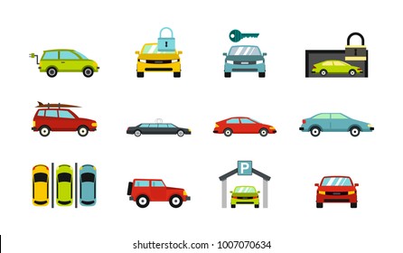 Cars icon set. Flat set of cars vector icons for web design isolated on white background