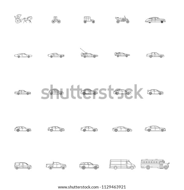 Cars icon set, linear\
style, vector