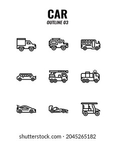 Cars icon set on white background. outline icons set3. Vector illustration.