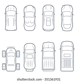 Cars Icon Set Thin Line Style Stock Vector (Royalty Free) 351361931 ...