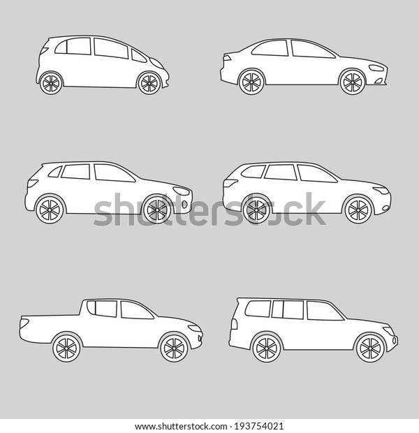 Cars icon set. Vector\
car silhouette. 
