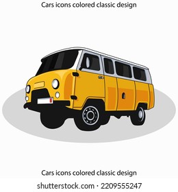 Cars icons colored classic design