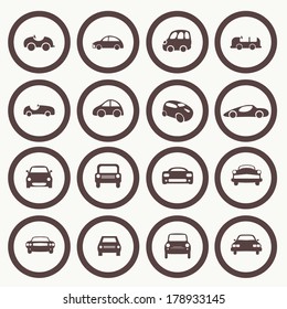 Cars icons set different vector car forms. Web icons.