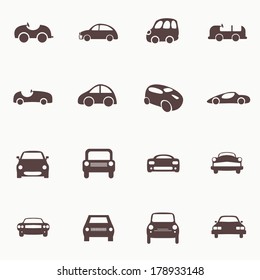 Cars icons set different vector car forms. Web icons.