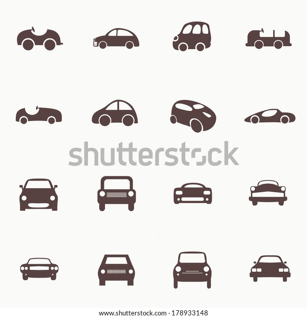 Cars\
icons set different vector car forms. Web\
icons.