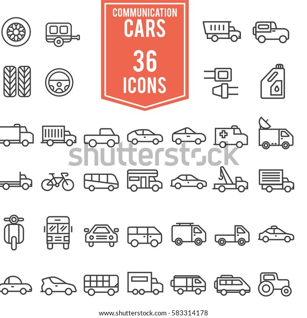 Cars icons set\
illustration design, line\
EPS10