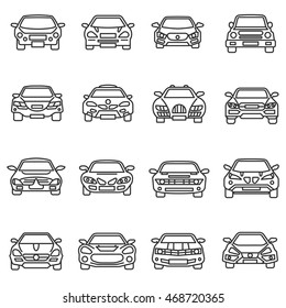 cars icons set. Thin line design