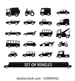 Cars icons set. Set of vehicles. Transport icons.