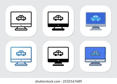 cars icons with various design styles