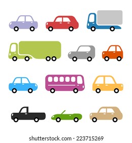 Cars Illustration - Different Car Types In Simple Rounded Style