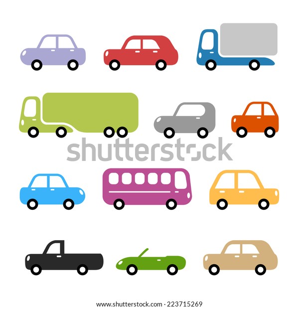 Cars Illustration Different Car Types Simple Stock Vector Royalty Free