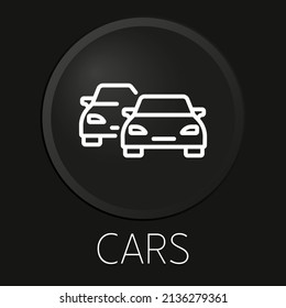 cars minimal vector line icon on 3D button isolated on black background. Premium Vector.
