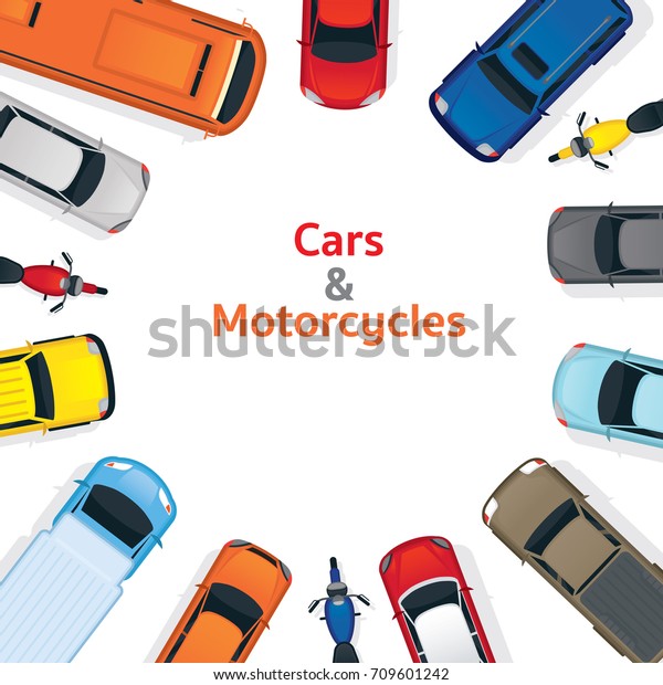 Cars and Motorcycles  Top or Above\
View Frame, Various Type, Automobile and\
Transportation