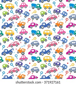 Cars on the road. Seamless pattern.