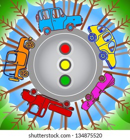 The cars on the roads in city