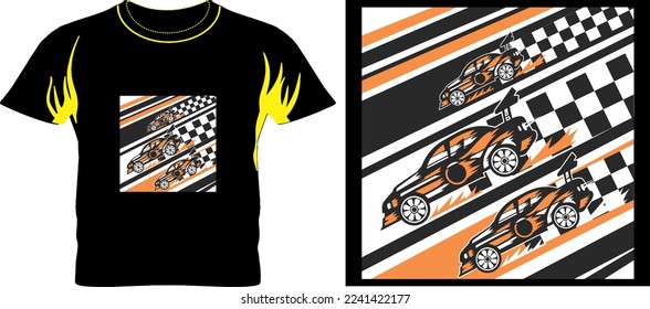 cars racing t shirt graphic design vector illustration 