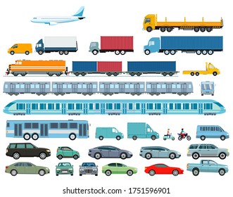 Cars, railroad, and heavy goods vehicle illustration