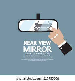 Car's Reflection In Rear View Mirror Vector Illustration