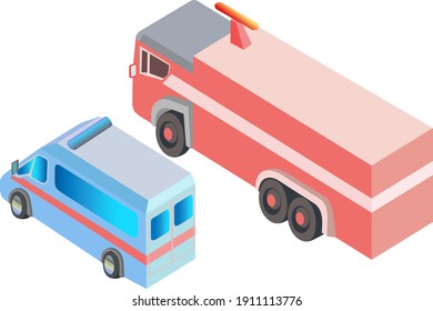  Cars Rushing To The Rescue Emergency Vehicle Call Big Red Car A Small, Nimble Car With Blinkers