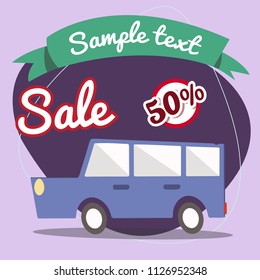 Cars sale illustration. Vector illustration isolated on background.