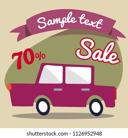 Cars sale illustration. Vector illustration isolated on background.