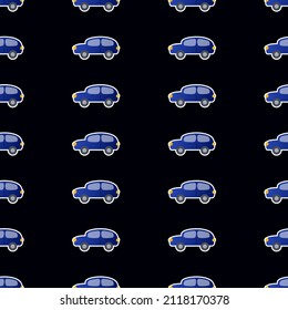Cars seamless pattern vector illustration. Kids children car seamless background, vehicle pattern for textile, fabric, wrapping paper, wallpaper, packaging. 