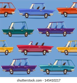 Cars. Seamless pattern. Vector retro styled illustration.