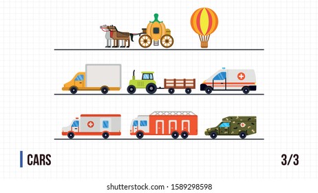 Cars set, vector car, transport: flat vector illustration set