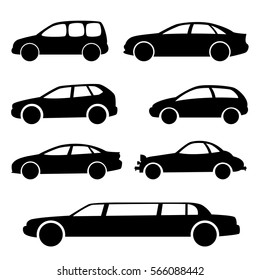 Cars. Set of vector silhouettes.