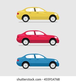 Premium Vector  Side view of different car models flat