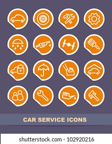  Cars spare parts and service icons on stickers