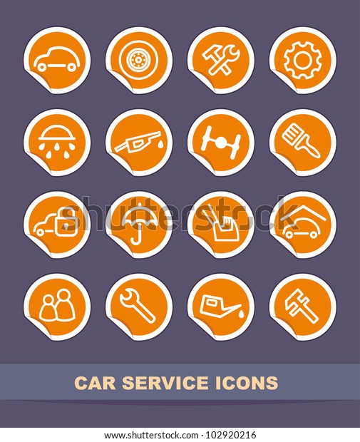  Cars\
spare parts and service icons on\
stickers
