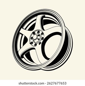 Carros esportes jante e rodas, Liga Roda Alumínio Corrida Jante. carro roda jante vetor silhueta, ícone, logotipo, monocromático, cor em preto e transparente para design conceitual.  Plano de fundo isolado