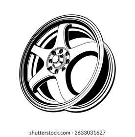 Cars sports rim and wheels, Alloy Wheel Aluminium Racing Rim. car wheel rim vector silhouette, icon, logo, monochrome, color in black and transparent for conceptual design.