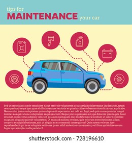 Cars tips vector illustration. Blue suv and line icons. Transportation 4x4 vehicle machine