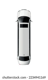 Cars top view realistic composition with isolated image of white automobile on blank background vector illustration