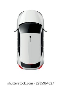 Cars top view realistic composition with isolated image of white automobile on blank background vector illustration